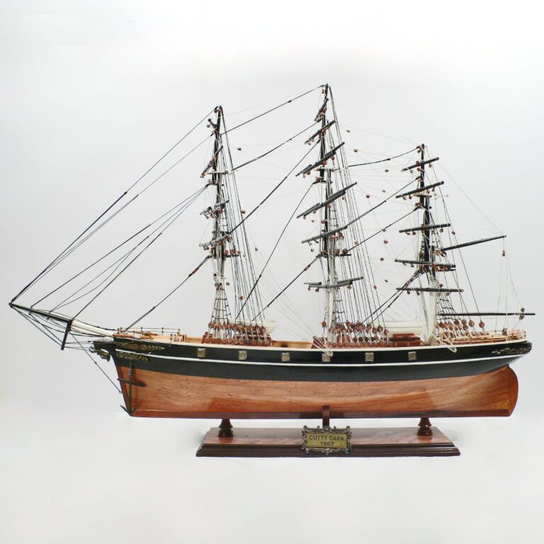 Un modelo de velero histórico hecho a mano de la Cutty Sark